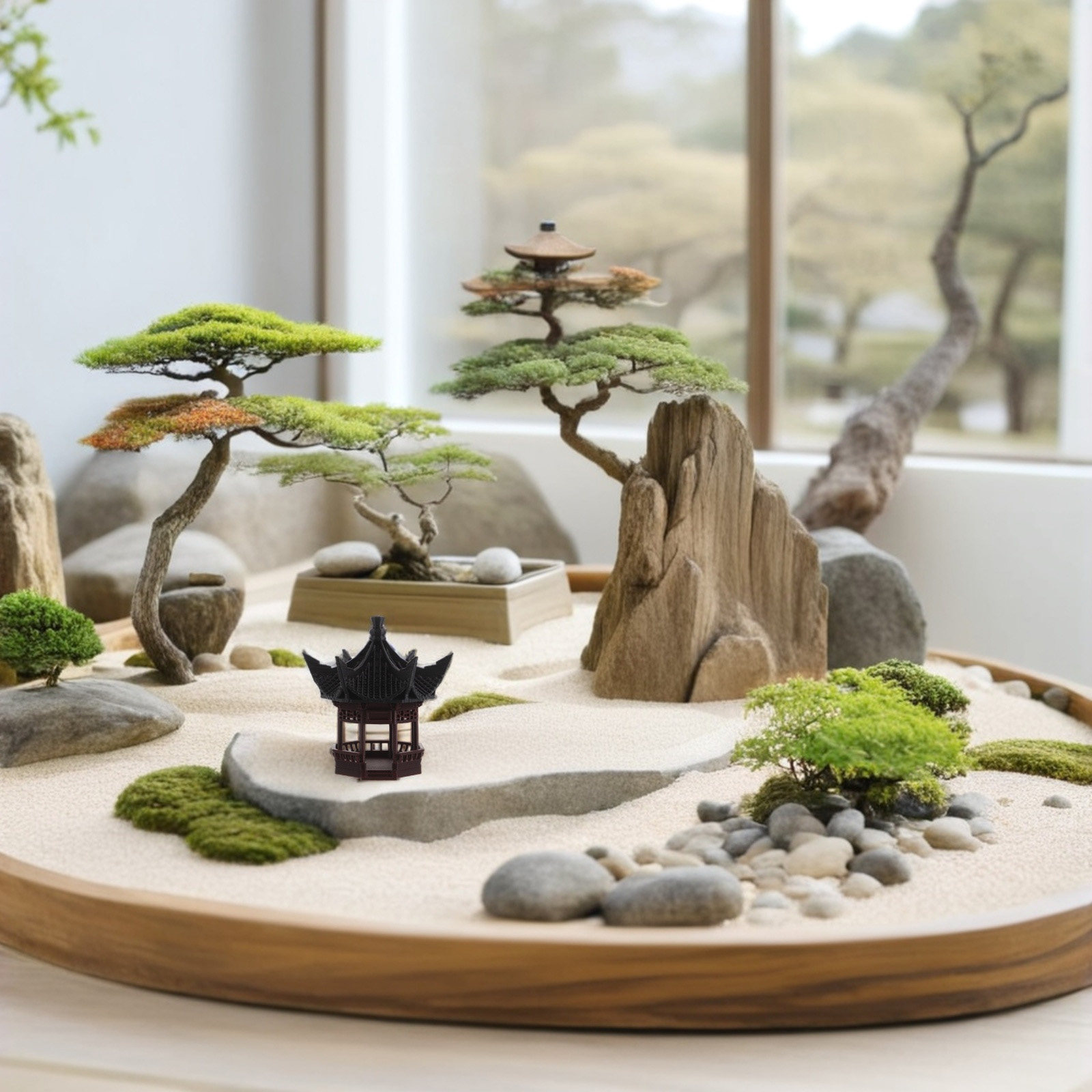 Bonsai Garden Landscape Design - Miniature Pagoda Landscape Ornament Elegant Asian
