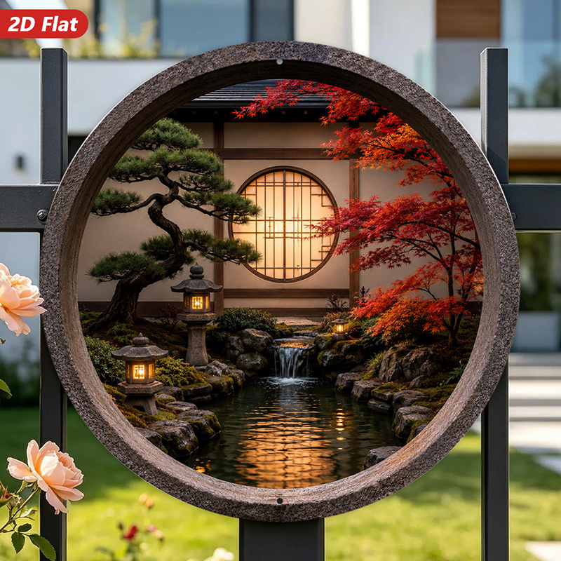 2D Flat, 1pc Round Metal Sign  - Bonsai Garden Art review and price