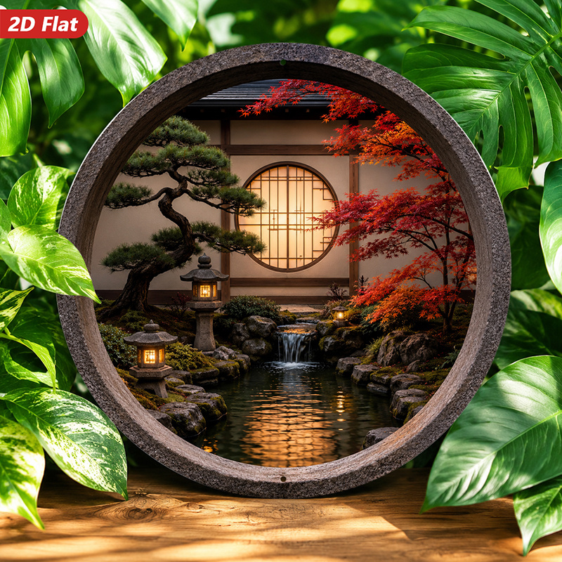 2D Flat, 1pc Round Metal Sign  - Bonsai Garden Art review and price