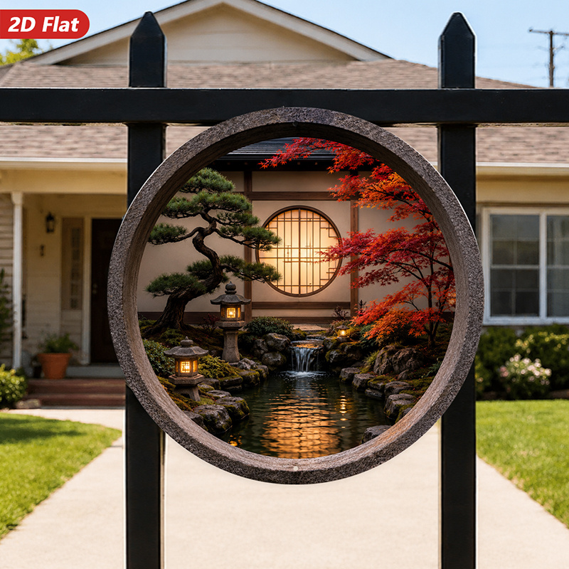 2D Flat, 1pc Round Metal Sign  - Bonsai Garden Art review and price